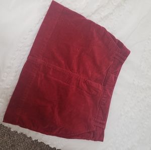 Red corduroy mini skirt